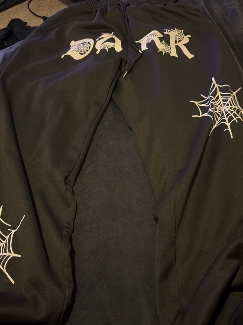 Black Graphic Spiderweb Jogger Pants